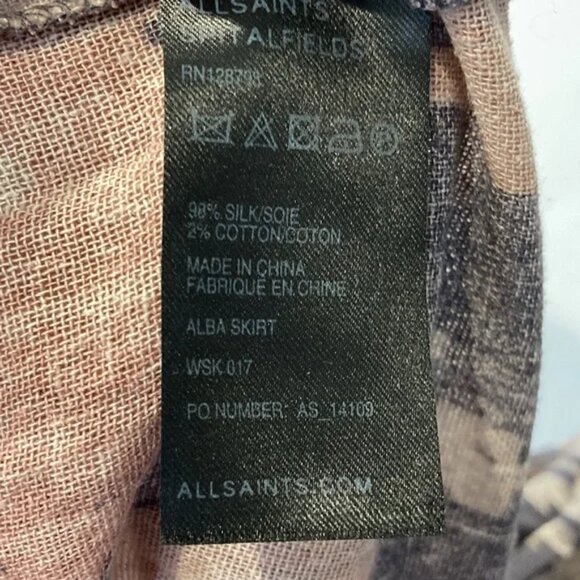 All Saints Alba Ikat Print Silk Cotton Maxi Skirt - Picture 4 of 6